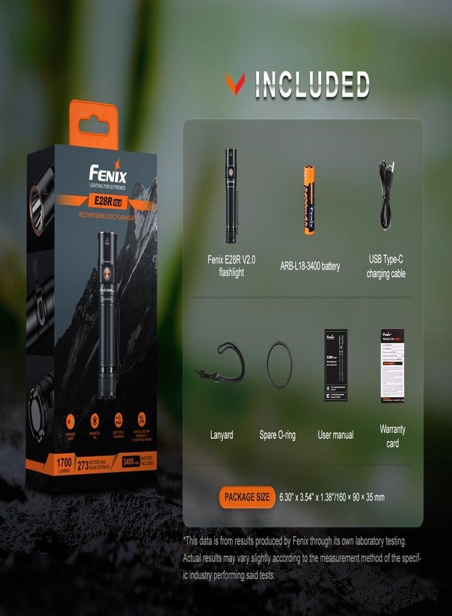 فينيكس مصباح فينيكس E28R V2.0 LED بقوة 1700 لومن، قابل لإعادة الشحن عبر منفذ USB-C، مزود بصندوق ملحقات إديسون برايت. - Image 4